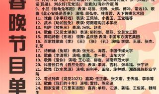 2023年兔年春晚节目单